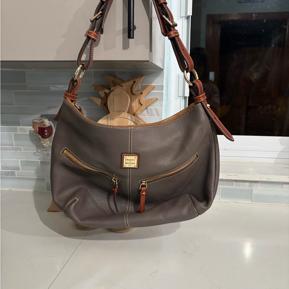 Dooney & Bourke Taupe Leather Hobo Bag